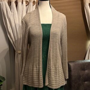 Women's Beige Open Front Cardigan Sweater